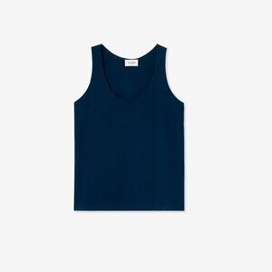 ST JOHN Womens Navy Sleeveless Scoop Neck Tank Top